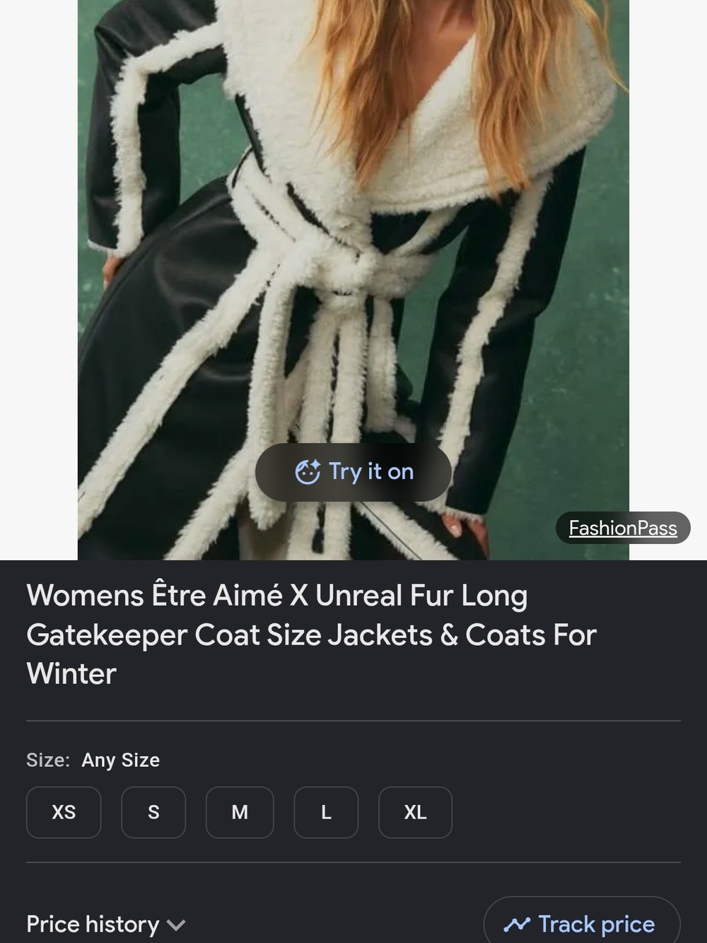 Unreal Fur Black Coat with White Faux-Shearling Trim